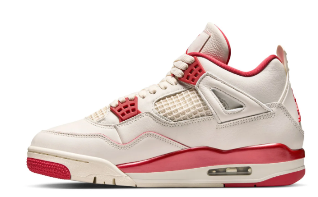 Air Jordan 4 Retro "Love Letter" Women's Sneakers - Cream / Red
