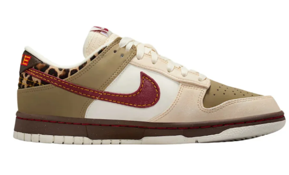 Nike Unisex Dunk Low Sneakers – Olive/Cream/Burgundy