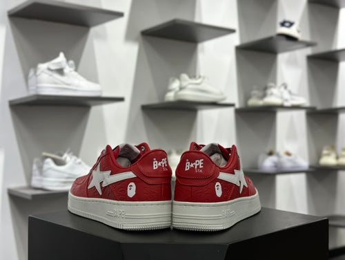 A BATHING APE BAPE STA Low Sneakers – Red & White
