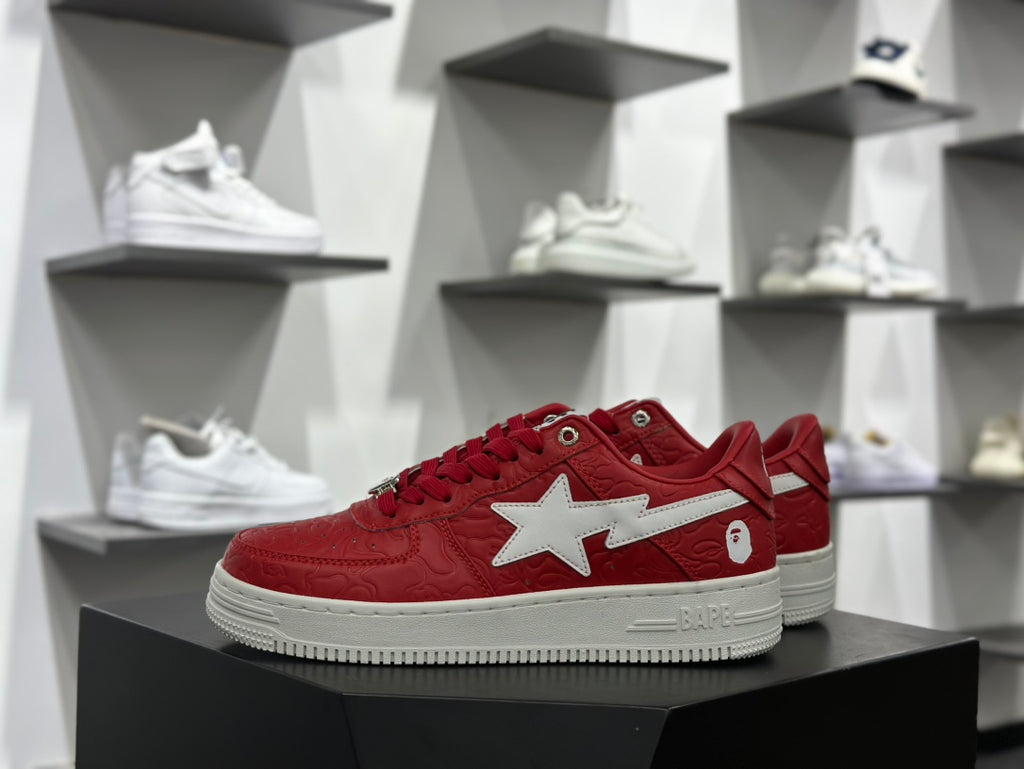 A BATHING APE BAPE STA Low Sneakers – Red & White
