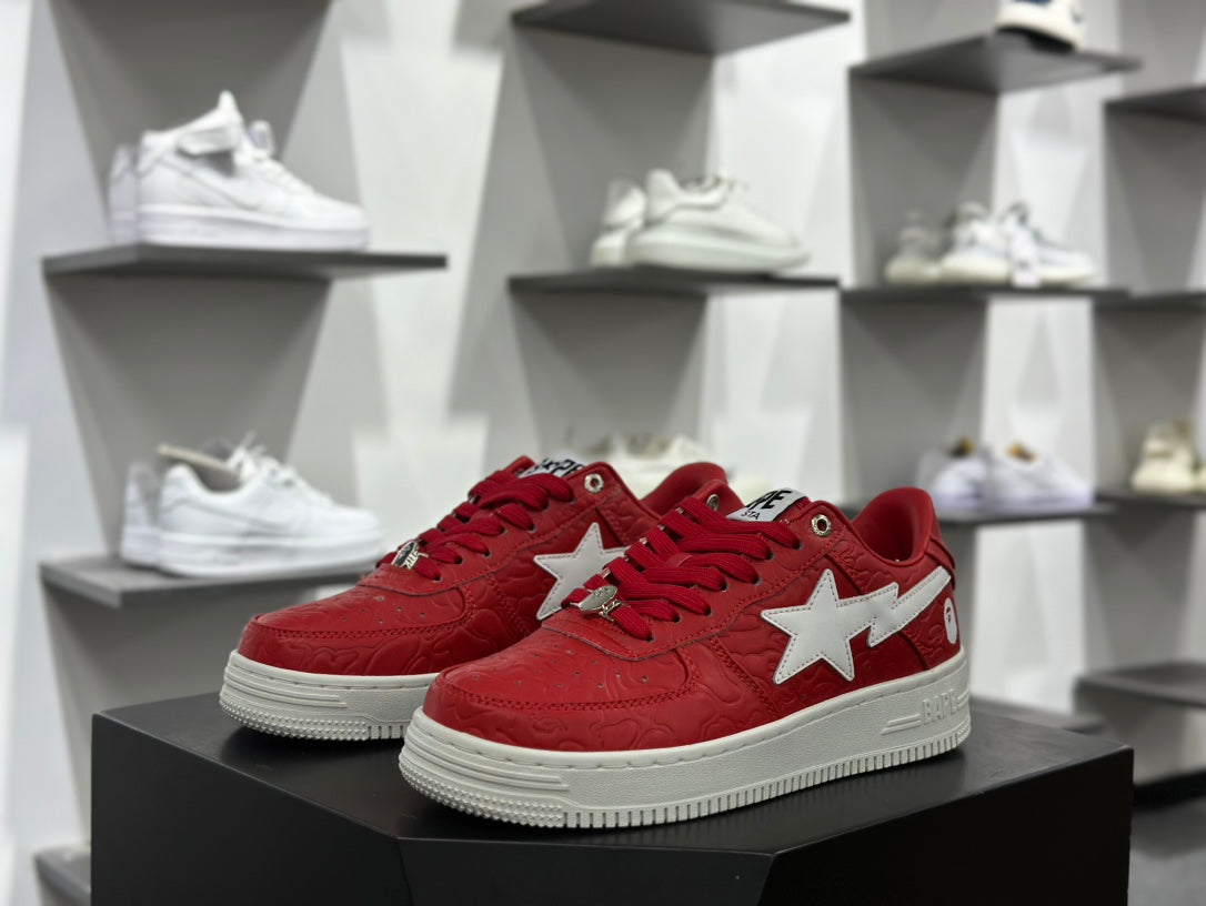BAPE STA Low-Top Sneakers – Red & White