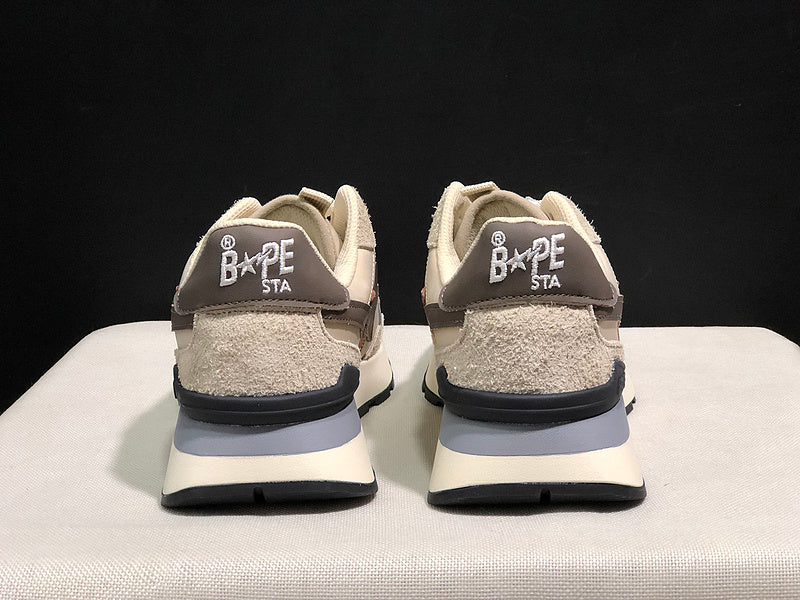 Beige & Brown Star-Detail Low-Top Sneakers