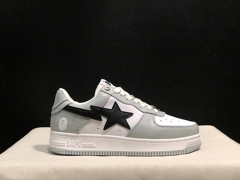 BAPE STA Low Sneakers – White Grey Camo