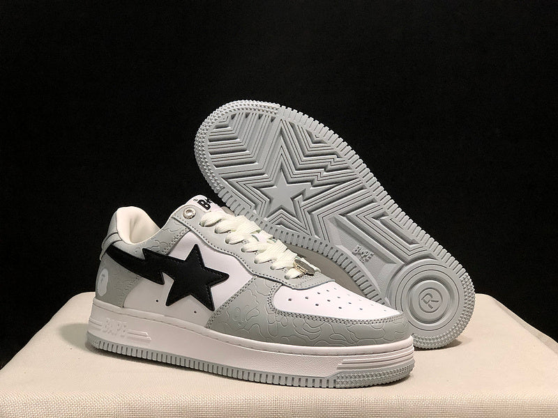 BAPE STA Low Sneakers – White Grey Camo