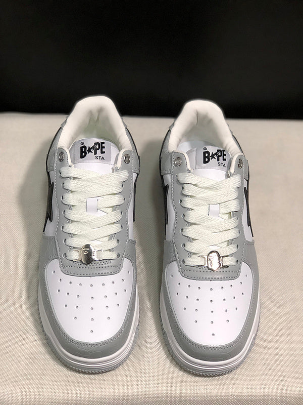 BAPE STA Low Sneakers – White Grey Camo