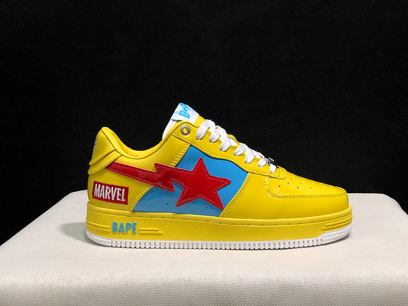 BAPE STA Low Sneakers – Yellow, Blue & Red