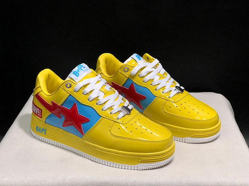 BAPE STA Low Sneakers – Yellow, Blue & Red