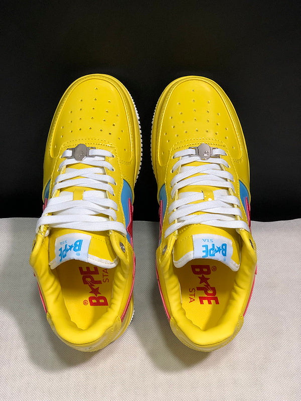 BAPE STA Low Sneakers – Yellow, Blue & Red