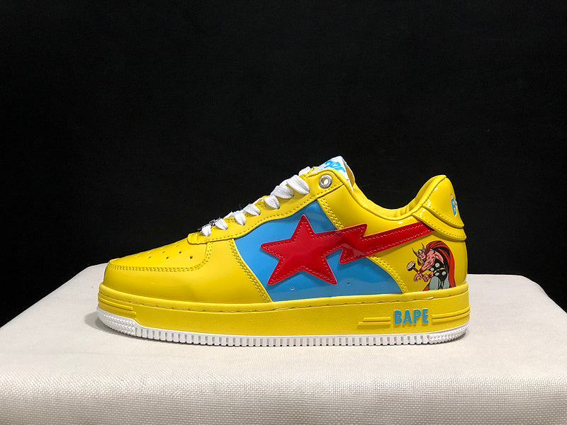 BAPE STA Low Sneakers – Yellow, Blue & Red