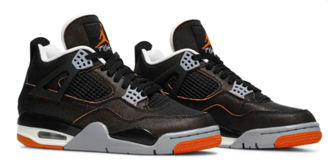 Air Jordan 4 Retro "Starfish" Women's Sneakers (2021) - Black / Orange